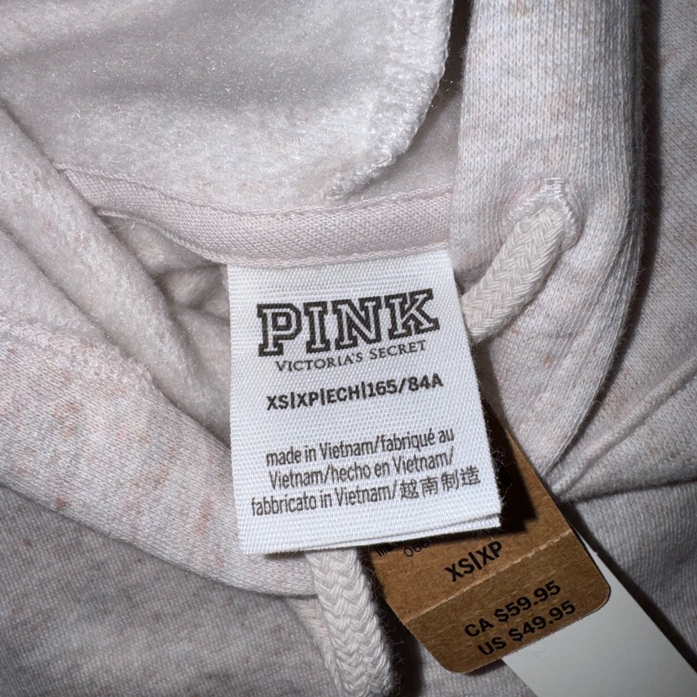 PINK Victoria's Secret NWT Cropped Hoodie Laurel Crest Logo Heather Gray size XS - Picture 3 of 9